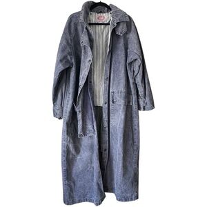 Vintage Australian Outback Collection Gray Wash Denim Duster Trench Coat Large